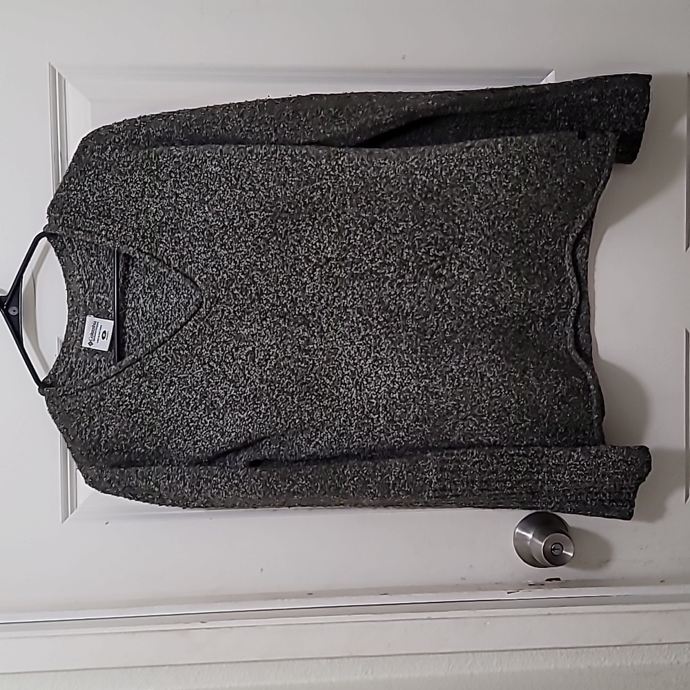 Columbia V-neck Sweater Womens Medium Grey Marled Knit AL2035‎ Pullover